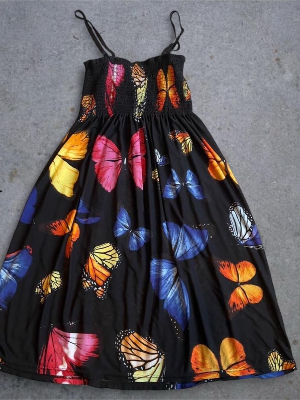 Girls‎ Colorful Butterfly Print Smocked Maxi Dress